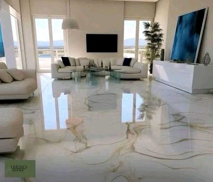 Supplied photo of a finished interior with a decorative floor