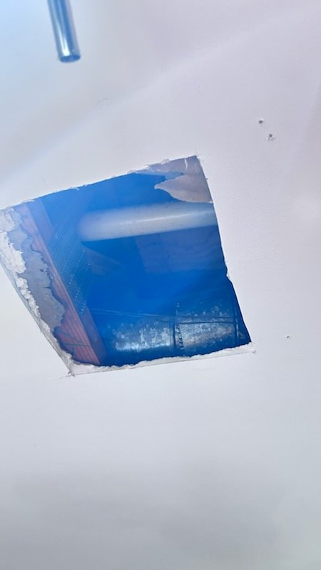 Opening in an interior ceiling