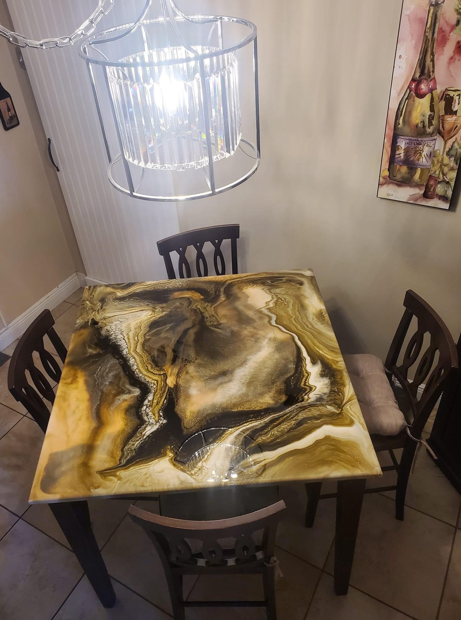 Table with a decorative surface